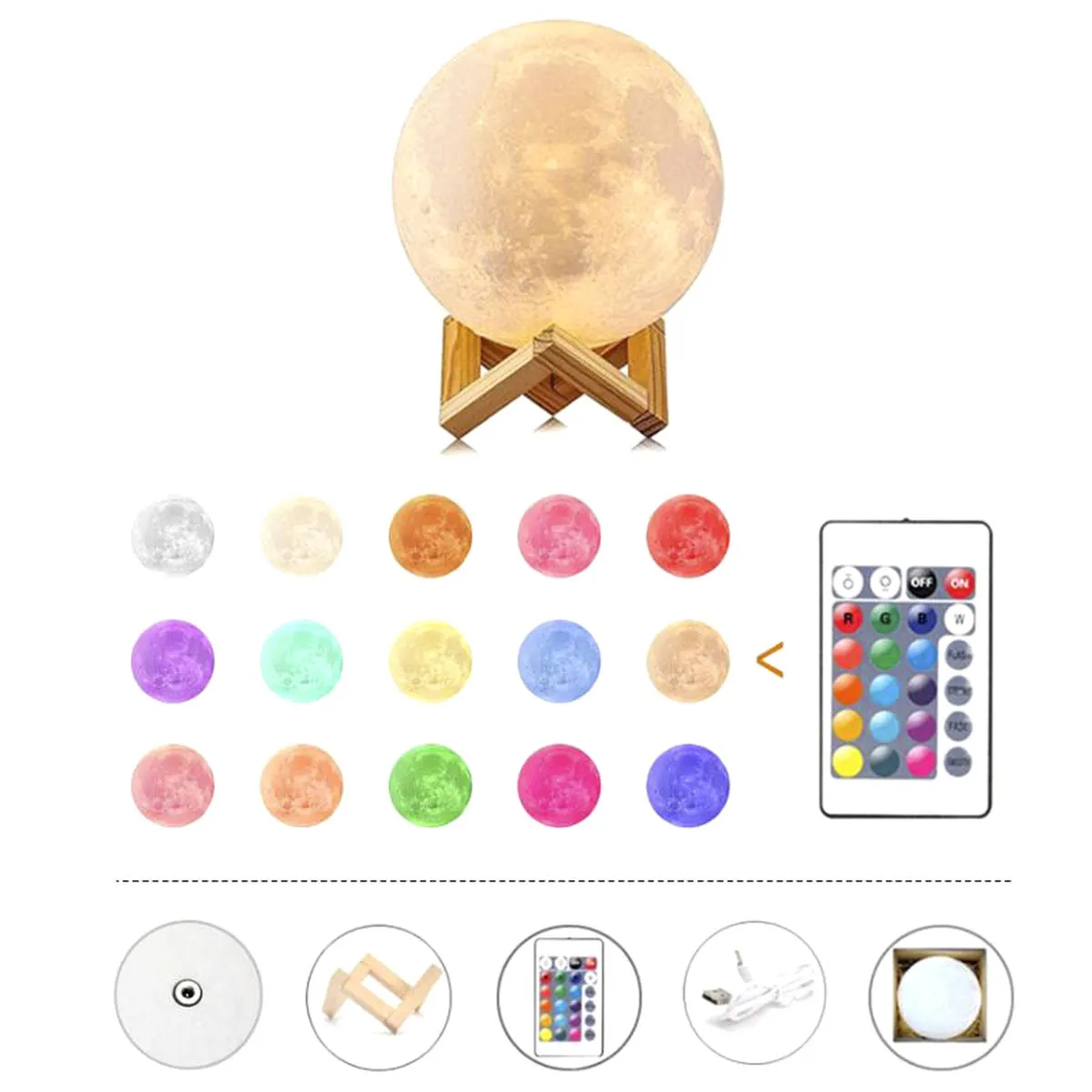 Rechargeable 3D Moon Lamp With Remote 8cm - Image 2