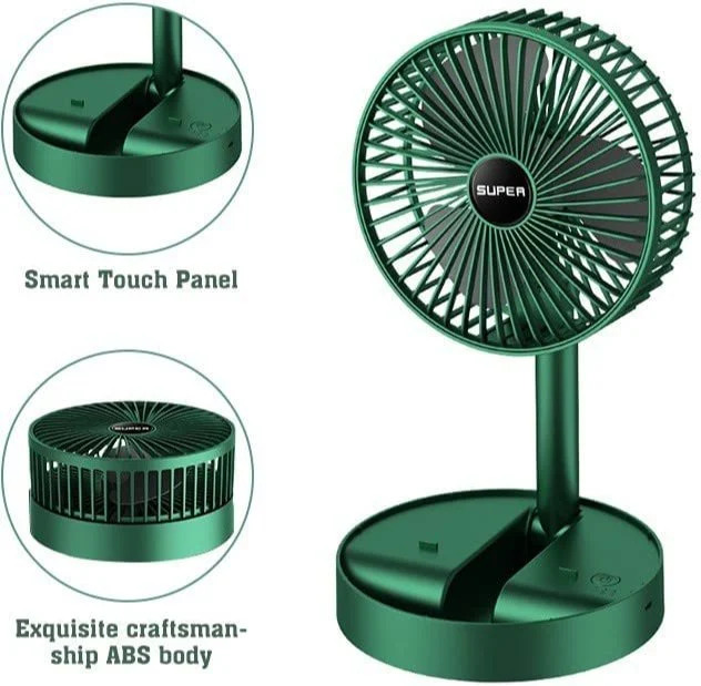 Rechargeable Folding Fan – Portable,USB Powered, Built-in Battery 2000mAh Adjustable Height 3 Speeds - Image 2