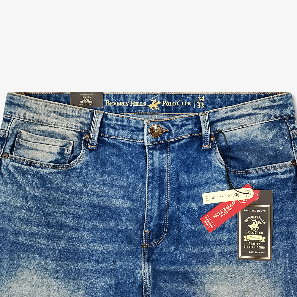 Polo Fit Slim Series – Beverly Hills Polo Club Original Denim Jeans Pant - Stone Blue - Image 4