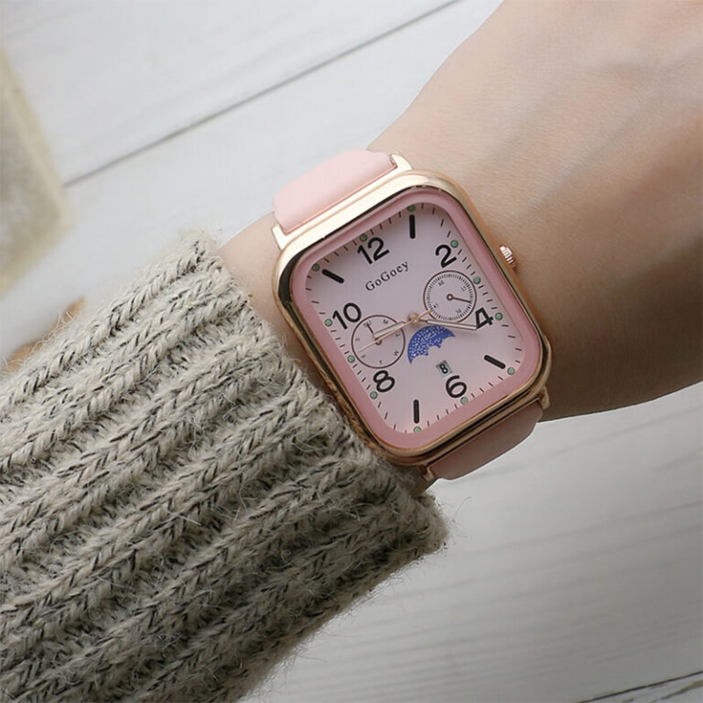 Rectangular fashion watch Pink 2025 - Image 2