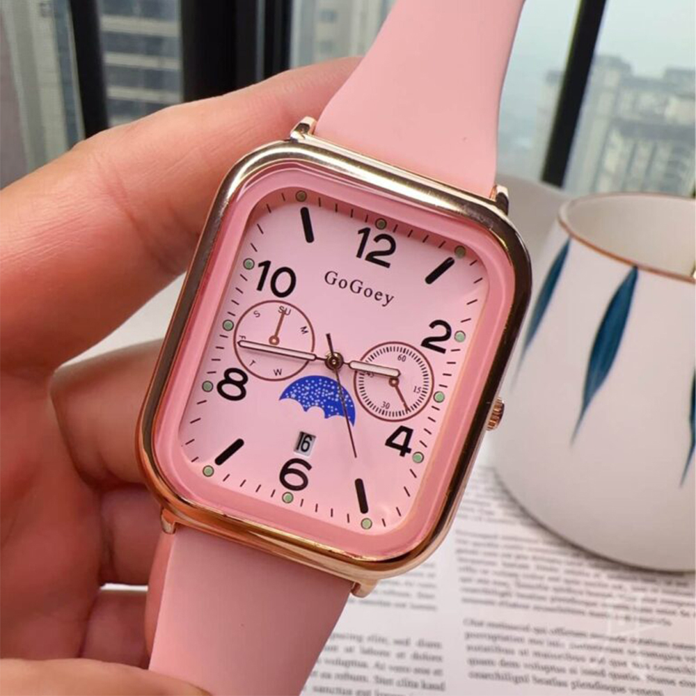 Rectangular fashion watch Pink 2025 - Image 3