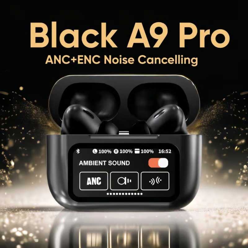 A9 Pro ANC Earbuds Touch Screen Display-Black