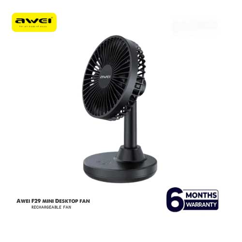 Awei F29 Mini Desktop Oscillating Rechargeable Fan - Image 3