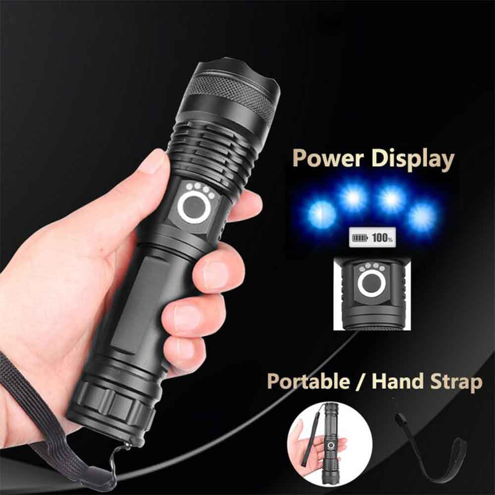 Rechargeable Waterproof Zoom LED Flashlight USB Torch Light - Image 2